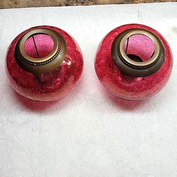 Vintage crackle glass tea light holders (2) - Picture 7 of 8